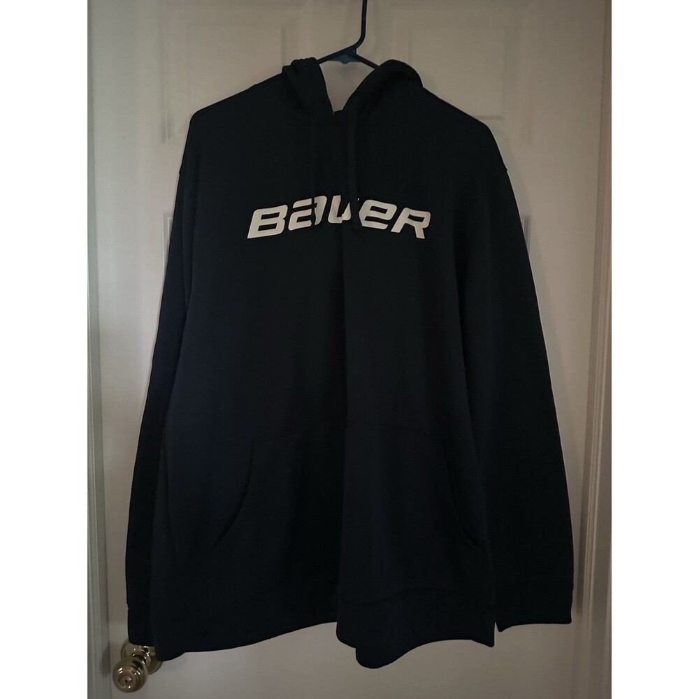 Bauer Hockey Logo Hoodie Hooded Sweatshirt Black Mens Size Large Performance